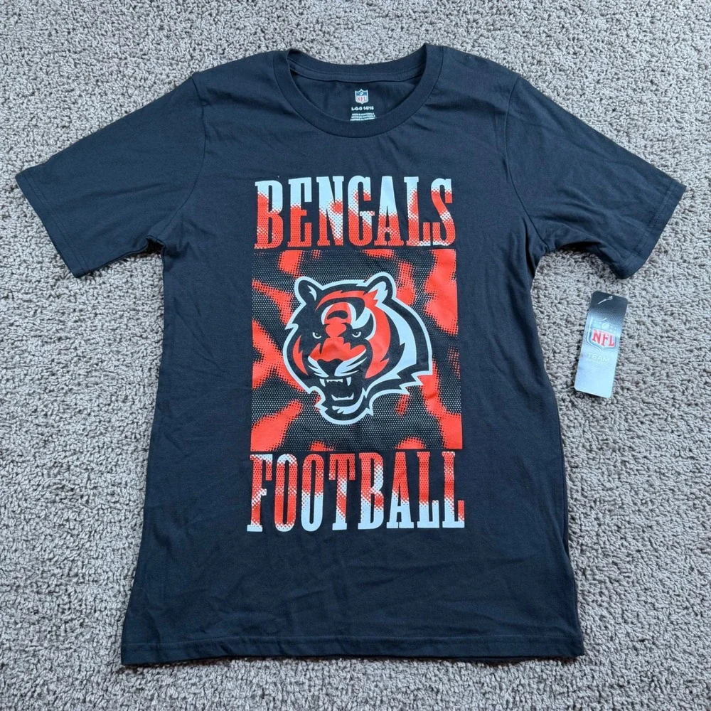 NFL Cincinnati Bengals Kids T-Shirt Black Graphic Tee Large 14/16 NWT sportswear